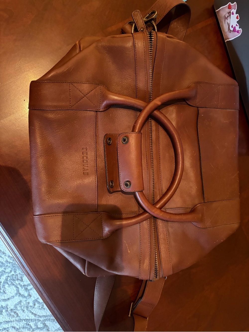 Tecovas Chestnut Leather-Trimmed Canvas Tote